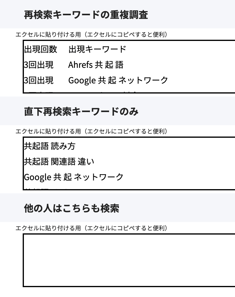 再検索ワードの出現回数