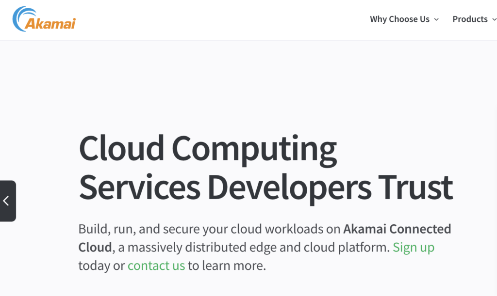 Akamaiのトップページ