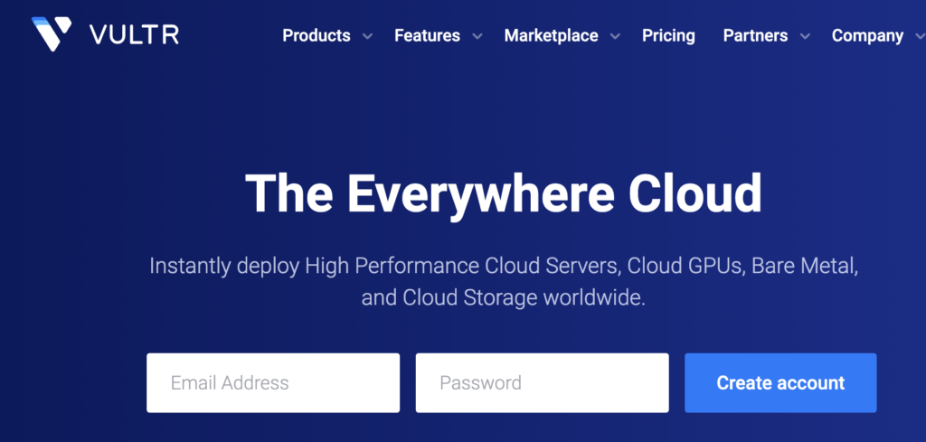 Vultrのトップページ