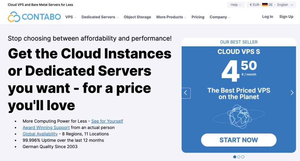 Contabo(コンタボ)のトップページ